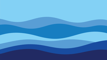 Abstract blue ocean waves vector illustration scalable flat design background