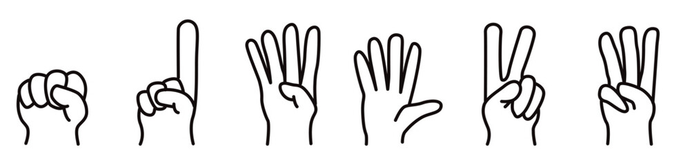 Fototapeta premium All type of hand emojis, gestures, stickers, emoticons flat vector illustration symbols. Hands, handshakes, Hands And Hand Gestures Thin Line Icons Stroke Hand gesture icon set. vector illustration