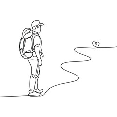 Solo hiker stands at the beginning of a winding path