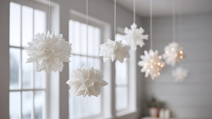 serene and minimalist christmas celebration in usa featuring elegant white decorations against clean smooth