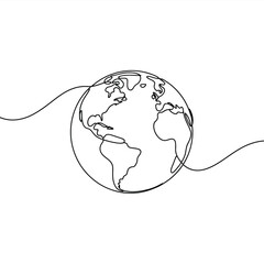 Minimalist single line drawing of planet earth