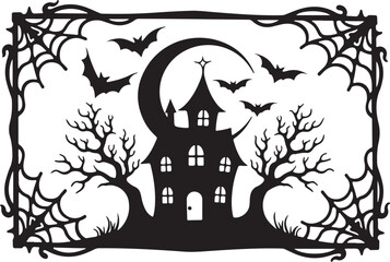 "Haunted House Halloween Silhouette"
