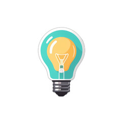 Flat design light bulb icon in teal and yellow on black background