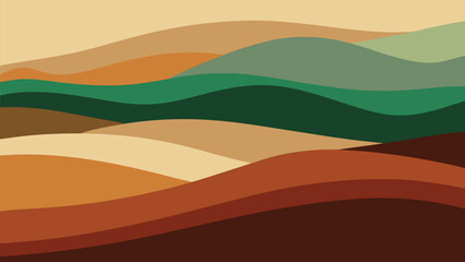 Layered abstract landscape smooth undulating waves warm earth tones vector illustration