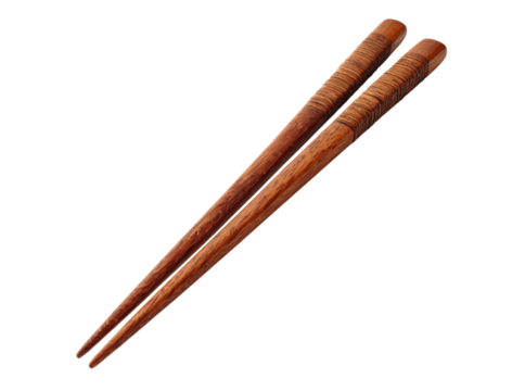 Elegant dark wood chopsticks isolated on black background, Isolated On Transparent Background