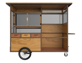 Premium Mobile Fried Food Cart and Fryer Station PNG: Stylish Wooden Design with Glass Display, perfect for Catering and Street Food Sales. Ideal Small Business Opportunity, isolated for E-commerce