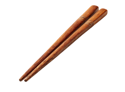 Elegant dark wood chopsticks isolated on black background, Isolated On Transparent Background