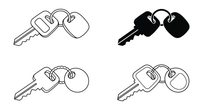 Four different views of keys on a ring