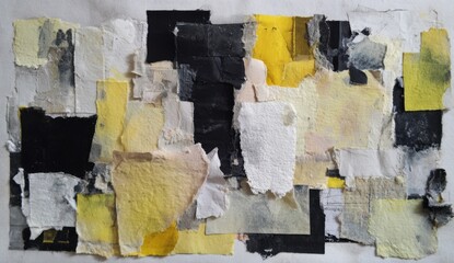 Abstract textured background with layered paint strokes in neutral and vibrant tones