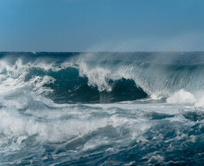 Strong sea with waves in Salinetas beach. Telde. Gran Canaria. Canary islands . Spain