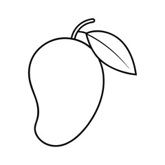 Simple outline drawing of a mango with a leaf and stem