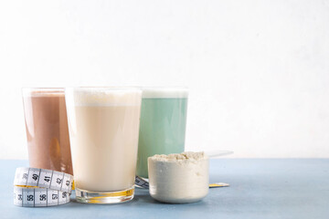 Assortment of different flavors of protein cocktails