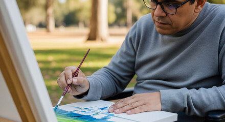 Inclusive Representation: Artist with Disability Painting Outdoors