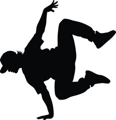 Dynamic breakdancer silhouette performing a cool hip hop dance move