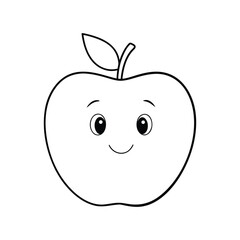 Cute smiling apple character outline drawing for coloring fun