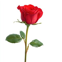 Single red rose on white background (13)