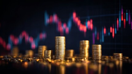 Financial exchange chart with digital currency trade graph on investment business background showing economic growth, profit analysis, and marketing strategy in modern technology concept