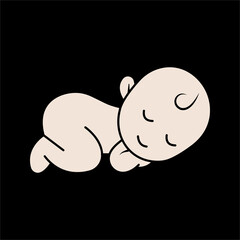 Baby sleeping top view silhouette isolated on black background. Baby sleeping icon set vector illustration design.