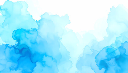 Serene abstract blue watercolor background with soft art texture. An ink and paint illustration for creative modern design, calm and peaceful artistic backdrop