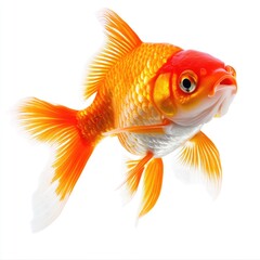 Obraz premium Orange and white goldfish against white background