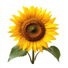 Fototapeta premium Single sunflower against white background
