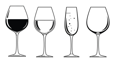 A set of illustrations of hands holding champagne glasses and celebrating