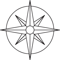 Classic compass rose symbol indicating cardinal directions for navigation and travel guidance © Emran Hossain