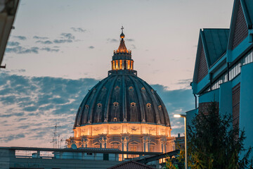 Fototapeta premium St Peters Basilica dome view from street Rome Italy