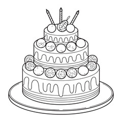 Festive Birthday Cake with Candles on Top - Sweet Illustration for Kids