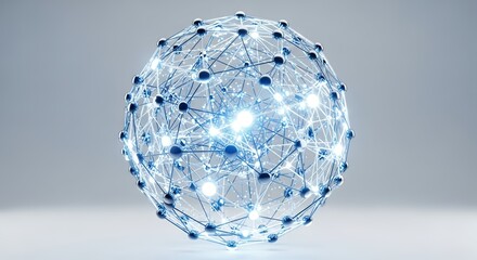 Abstract digital network sphere with glowing nodes and connections