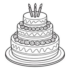 Celebration Cake with Candles and Frosting - Perfect for Kids’ Birthday Art