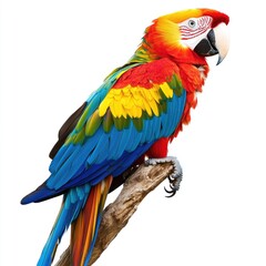 Fototapeta premium Colorful parrot perched on a branch against white background (4)