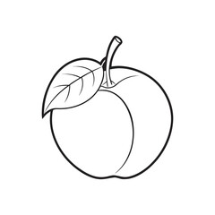 Simple line drawing of a fresh apple with a stem and leaf
