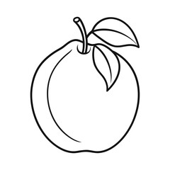 Simple outline drawing of a ripe apple with stem and two leaves