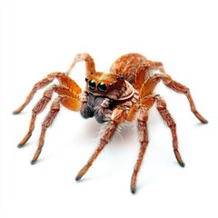 Fototapeta premium Orange jumping spider on white background