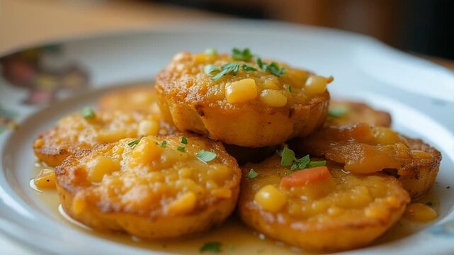  Tostones served authentically on a plate
