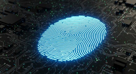 Cybersecurity and biometric fingerprint authentication on digital circuit board