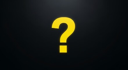 Bright yellow question mark symbol on dark background for problem solving