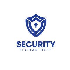 Security Shield Logo with Keyhole and Circuitry for Cyber Protection