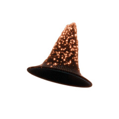 Glowing cyberpunk witch hat with bright orange lights perfect for halloween costume and festive futuristic celebration style