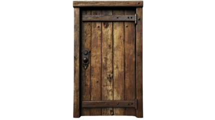 Old Wooden Door Vintage Rustic Entrance isolated on white background