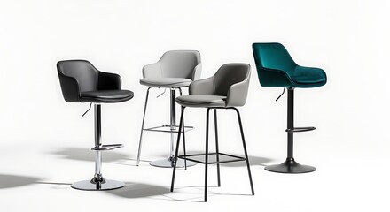 Modern bar stools against white background