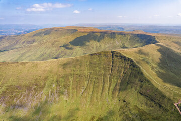 Amazing panorama view of Bannau Brycheiniog National Park, Brecon Beacons in South Wales.
