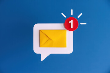 New Email Notification Icon on Blue Background for Communication and Alerts with Low Feedback Potential for User Interface Design