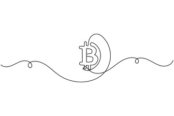 Obraz premium Bitcoin minimal continuous one line drawing isolated outline cryptocurrency vector icon 