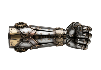 Steampunk Mechanical Arm Prosthetic with Detailed Gears and Rivets
