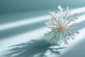 Obraz premium minimalist christmas celebration atmosphere in usa with delicate snowflake against soft mint background