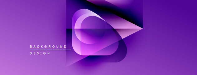 Abstract purple design features layered shapes, gradients. Modern background with dynamic visual elements, sleek presentation.
