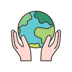 Protecting Our World: Hands Holding the Earth Illustration