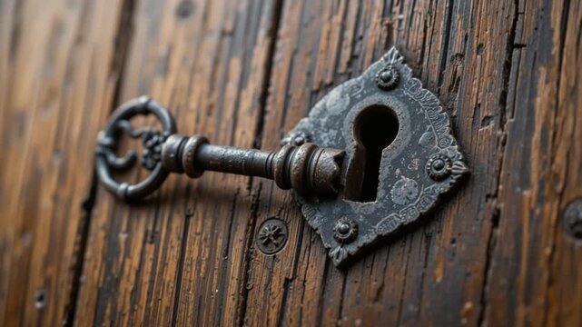 vintage broken key close up with a keyhole video
